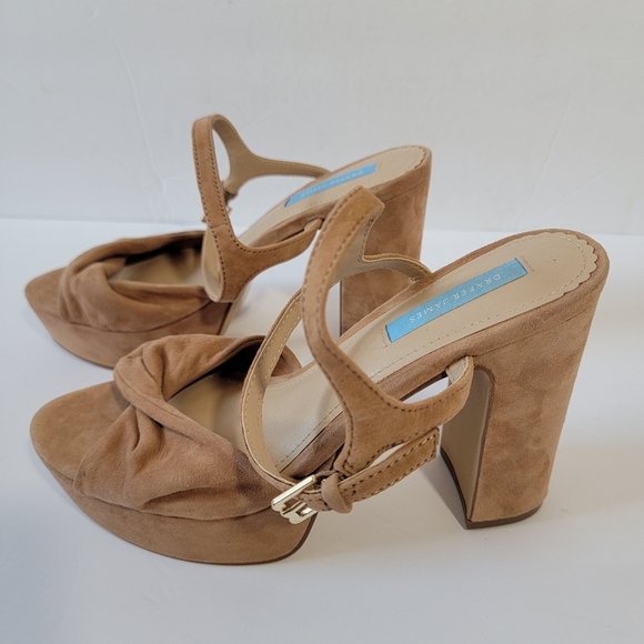 DRAPER JAMES Paloma Platform Tan Suede Slink Back Pumps Sz 8.5 Y2K Going Out - Picture 4 of 12